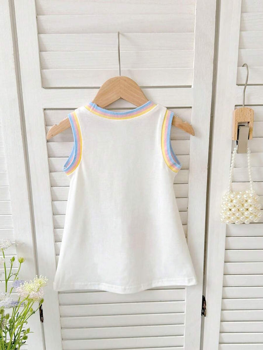 Little Girls Sleeveless Round Neck Dress Minimalist Summer Casual Outfit