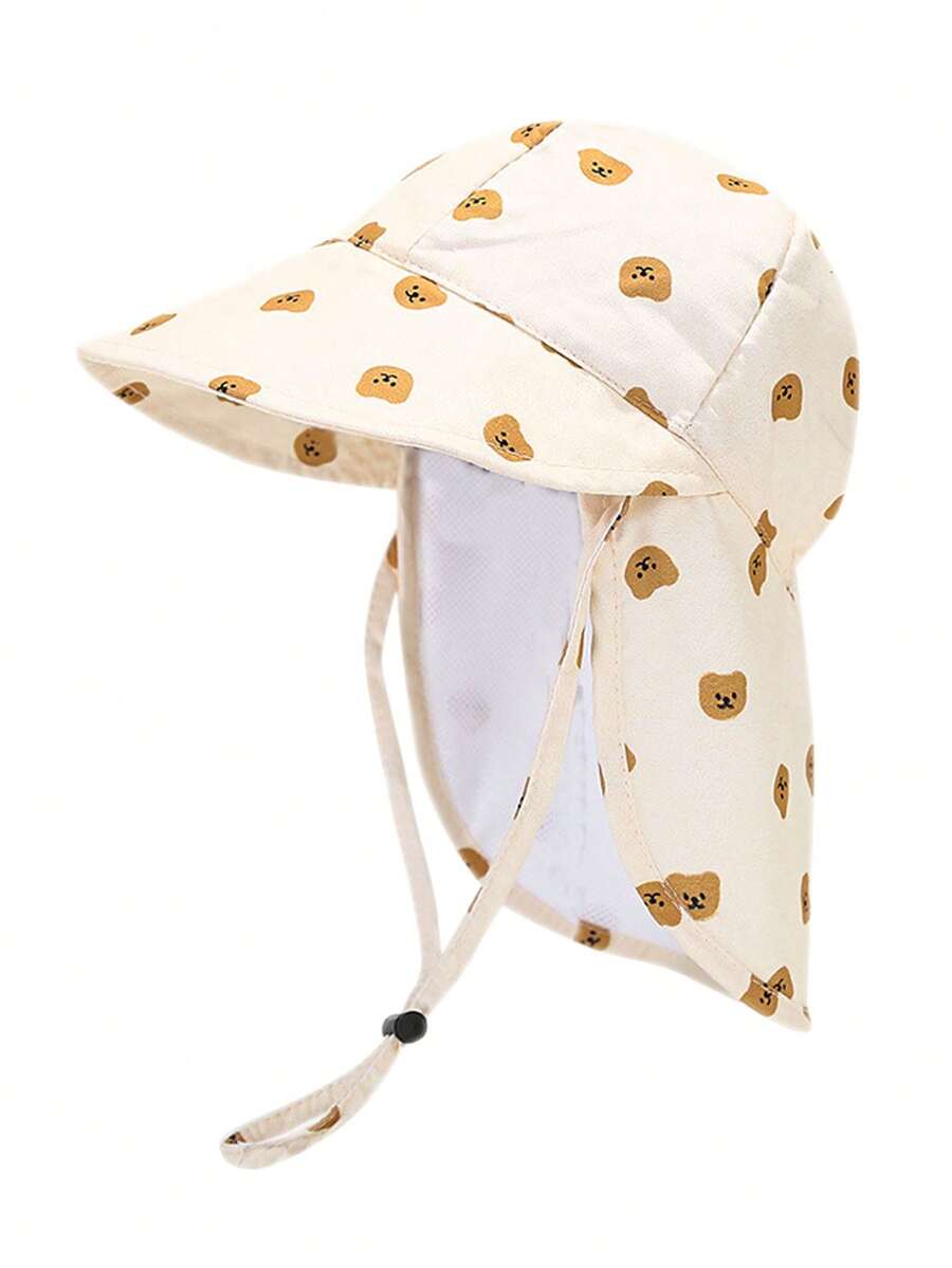 Kids Breathable Mesh Sun Hat Cartoon Animal Print UV Protection Outdoor Bucket Hat for Toddlers
