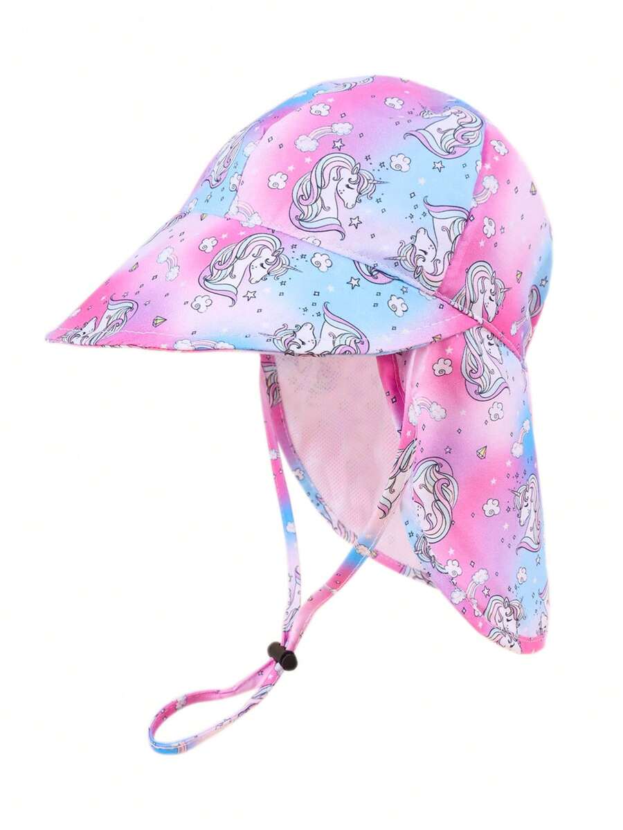 Kids Breathable Mesh Sun Hat Cartoon Animal Print UV Protection Outdoor Bucket Hat for Toddlers