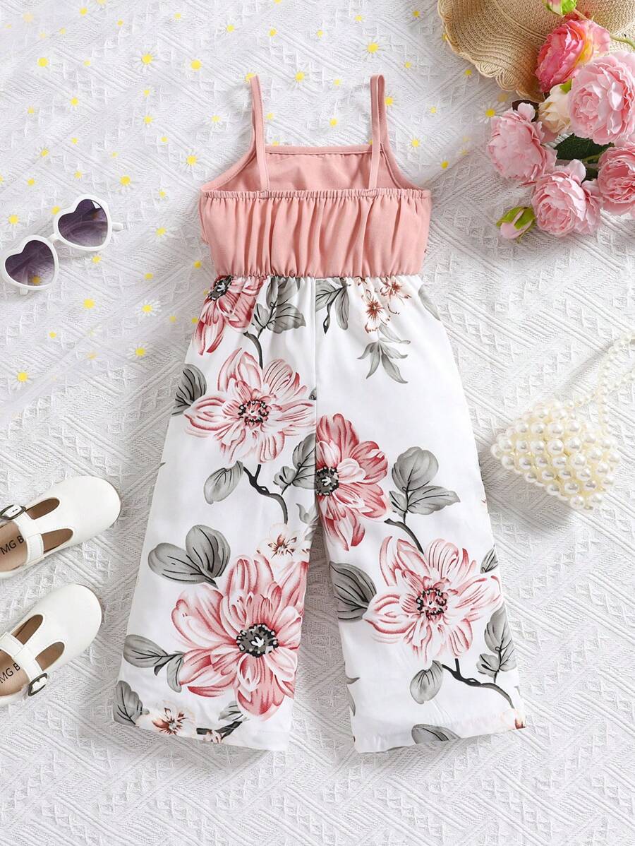 Baby Girl Floral Print Summer Jumpsuit Casual Sleeveless Outfit