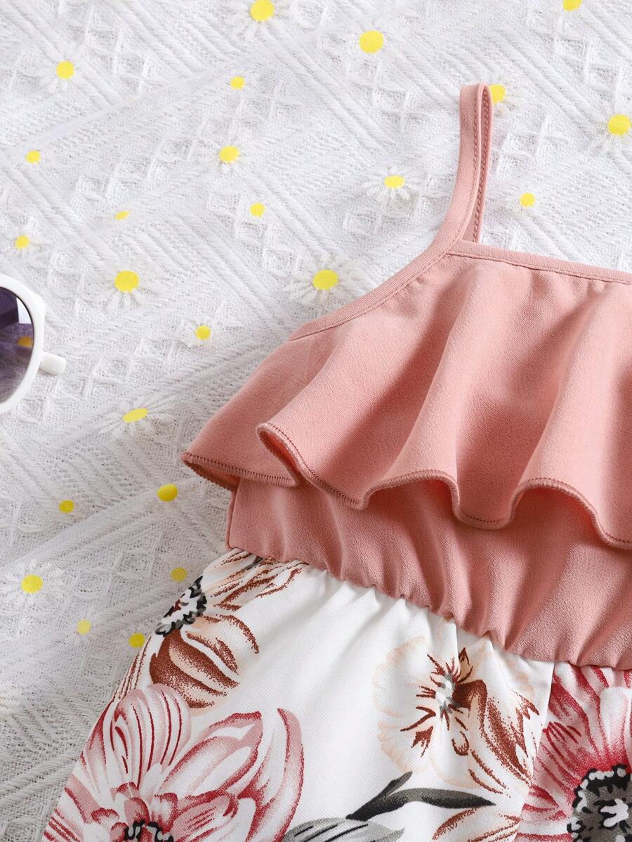 Baby Girl Floral Print Summer Jumpsuit Casual Sleeveless Outfit