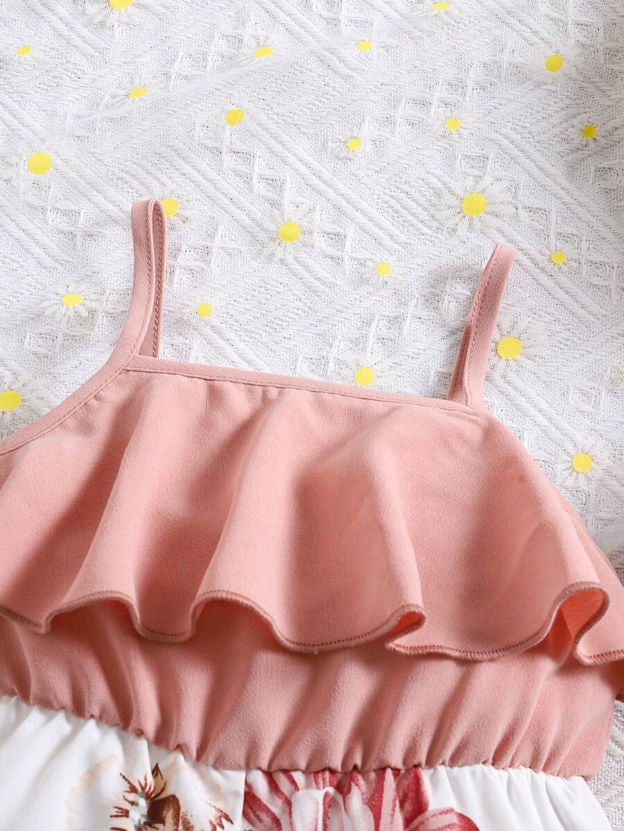 Baby Girl Floral Print Summer Jumpsuit Casual Sleeveless Outfit