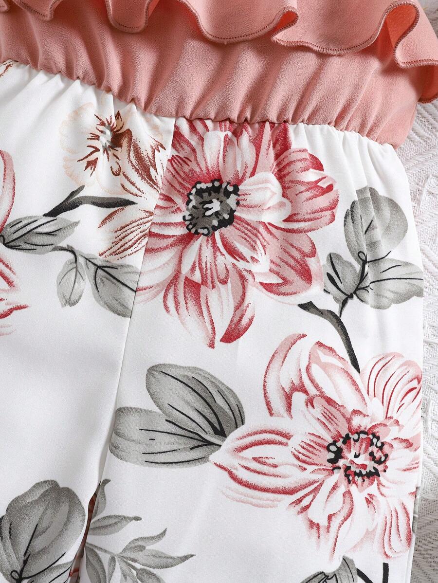 Baby Girl Floral Print Summer Jumpsuit Casual Sleeveless Outfit