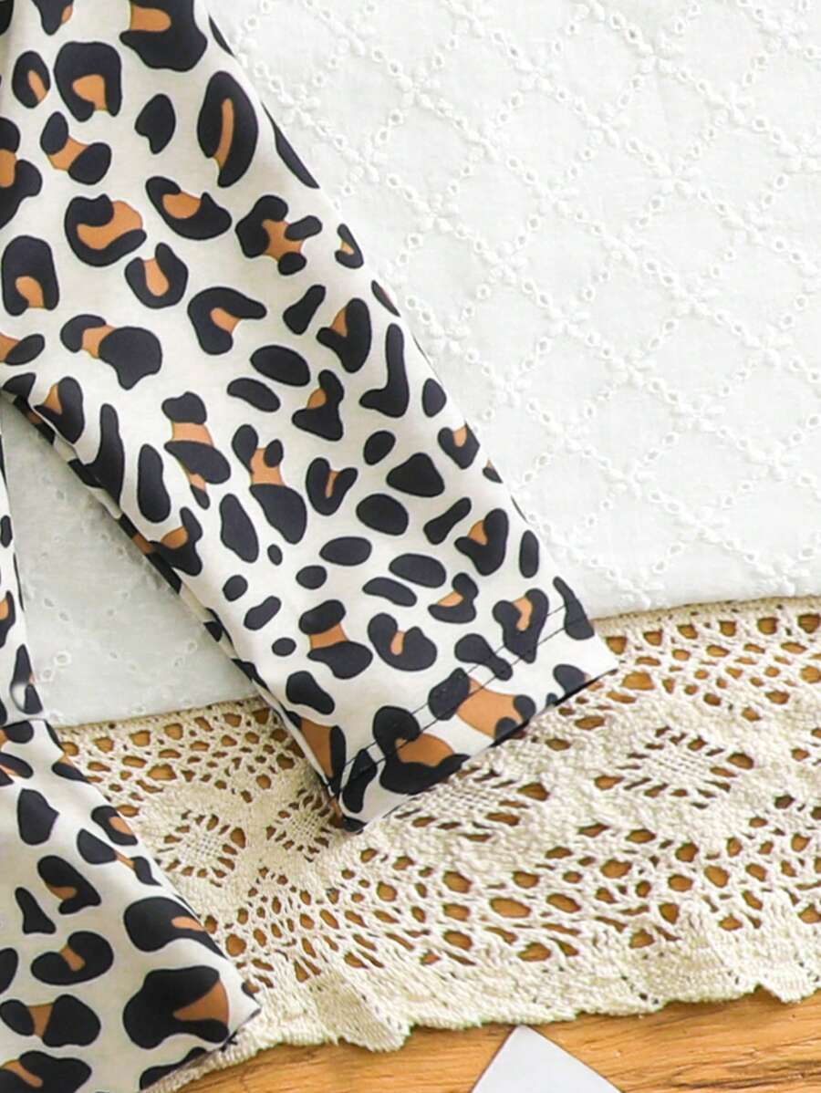 Leopard Print One Piece Swimsuit For Baby Girls With Ruffle Trim Beachwear
