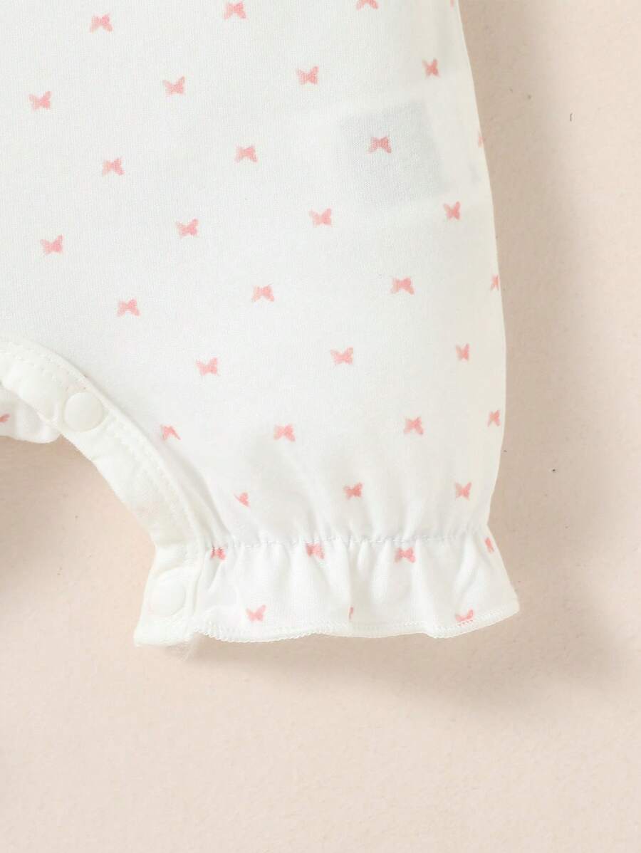 Infant Girl Animal Print Romper - Rabbit & Butterfly Ruffle Trim Outfit