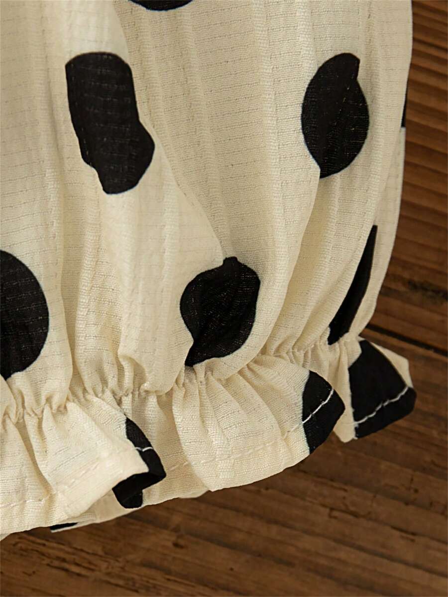 Back Bow Vacation Outfit For Toddler Girls Polka Dot Casual Wear