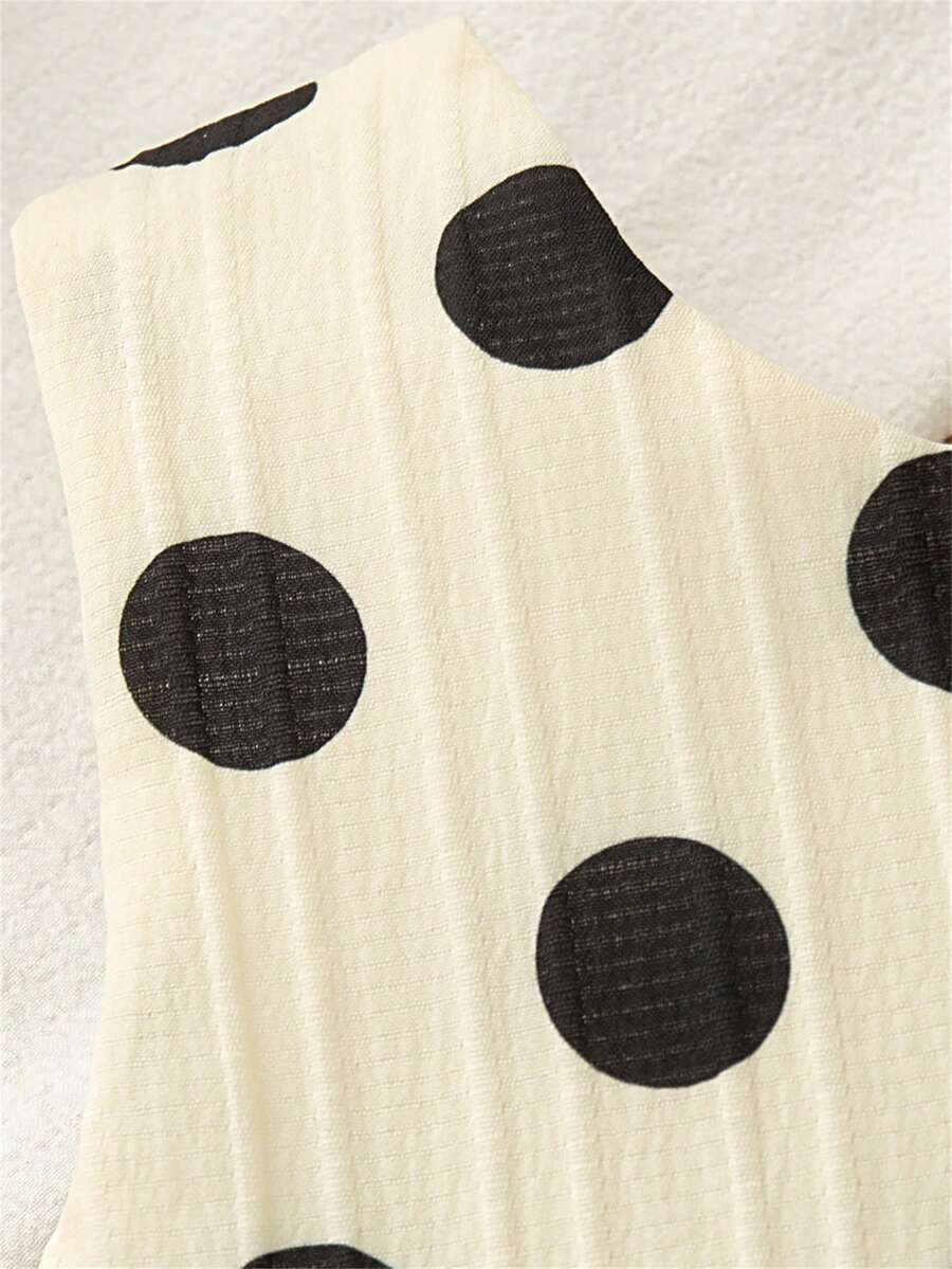 Back Bow Vacation Outfit For Toddler Girls Polka Dot Casual Wear