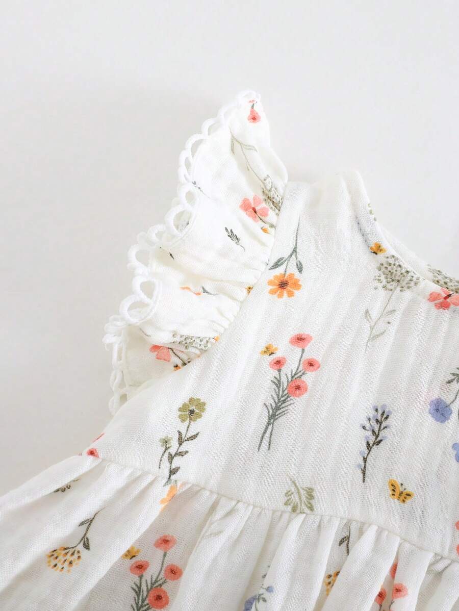 Baby Ditsy Floral Cinched Waist Dress for Cute Spring and Summer Wear