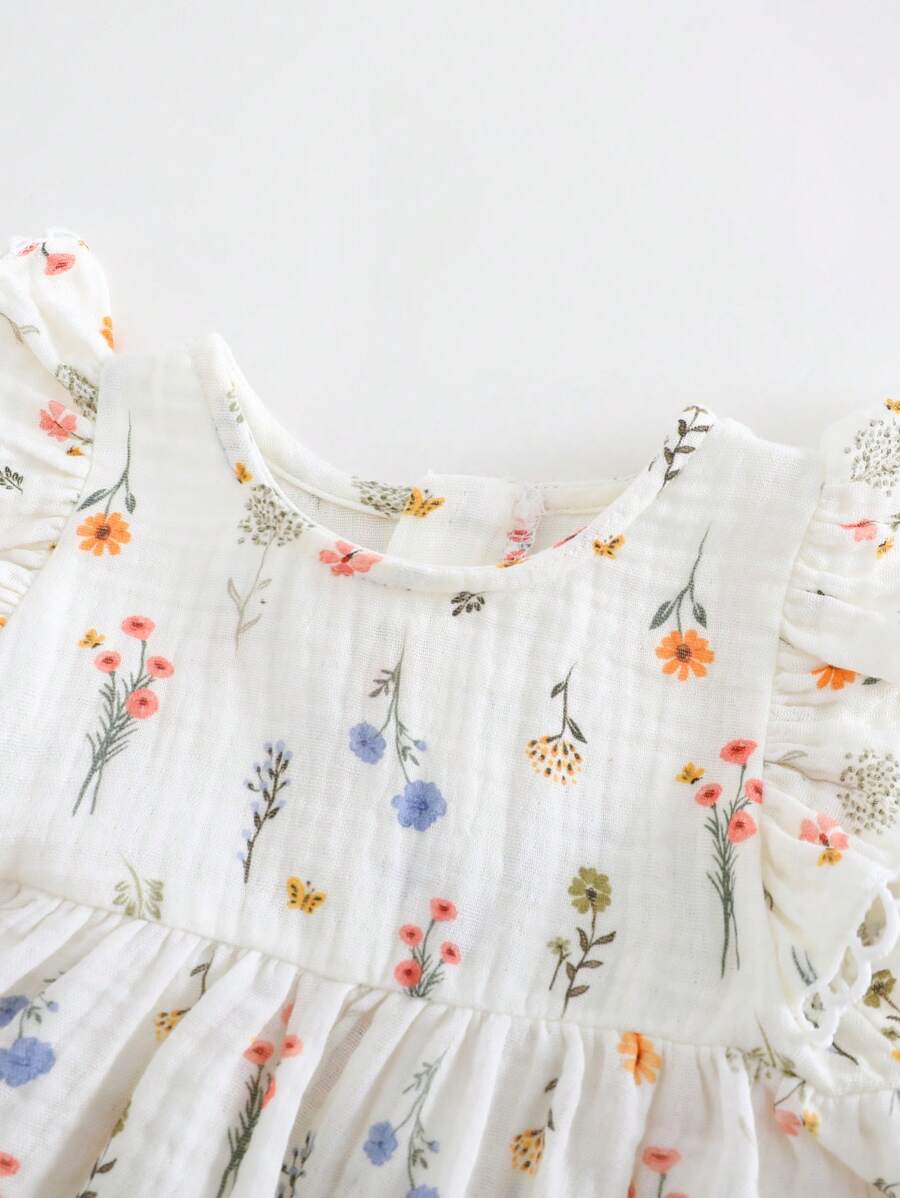 Baby Ditsy Floral Cinched Waist Dress for Cute Spring and Summer Wear