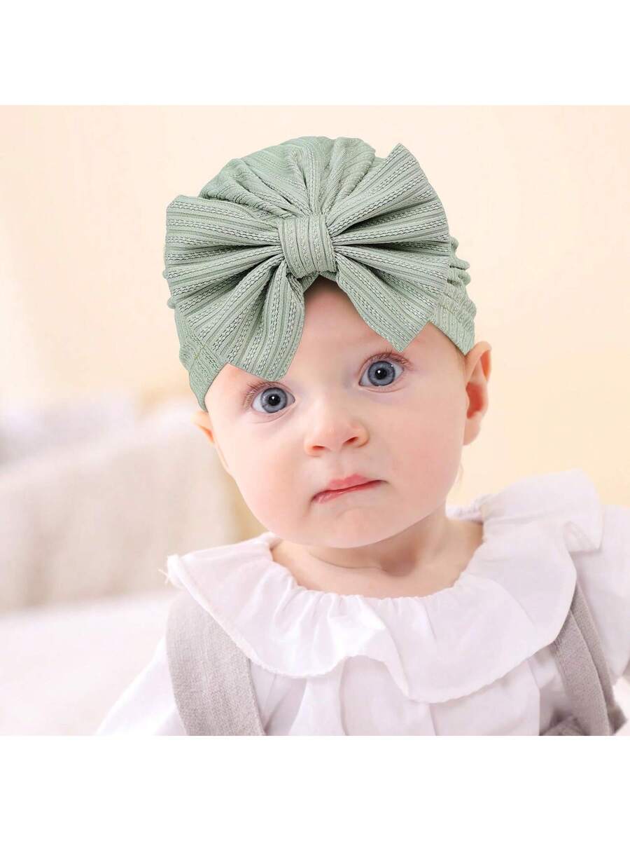 12Pack Big Bow Cotton and Linen Baby Hat Set for Cute Daily Wear