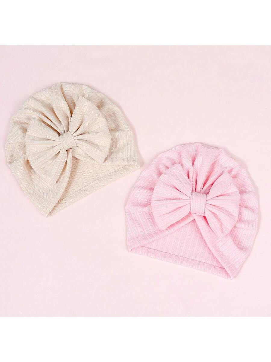 12Pack Big Bow Cotton and Linen Baby Hat Set for Cute Daily Wear