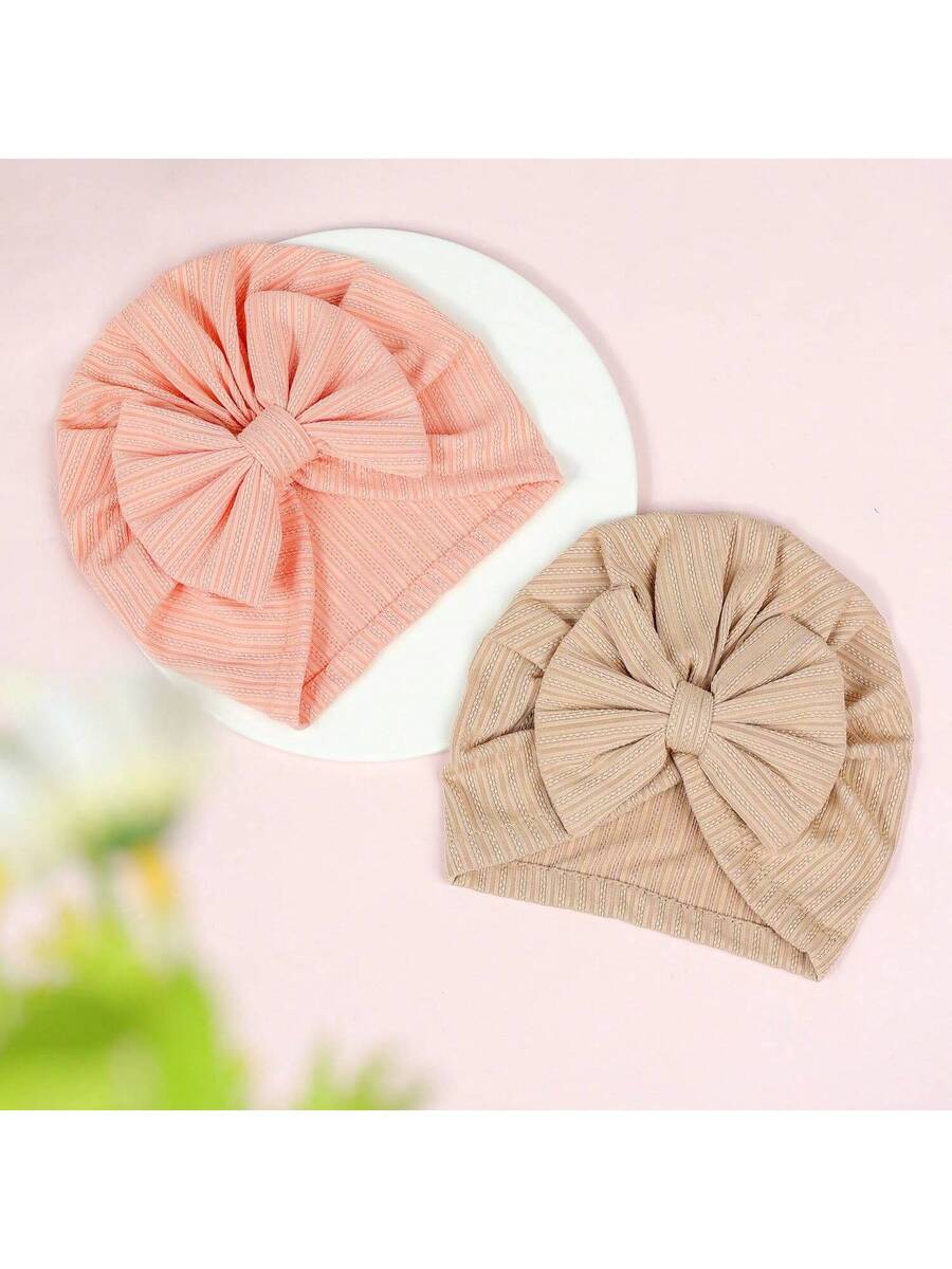 12Pack Big Bow Cotton and Linen Baby Hat Set for Cute Daily Wear