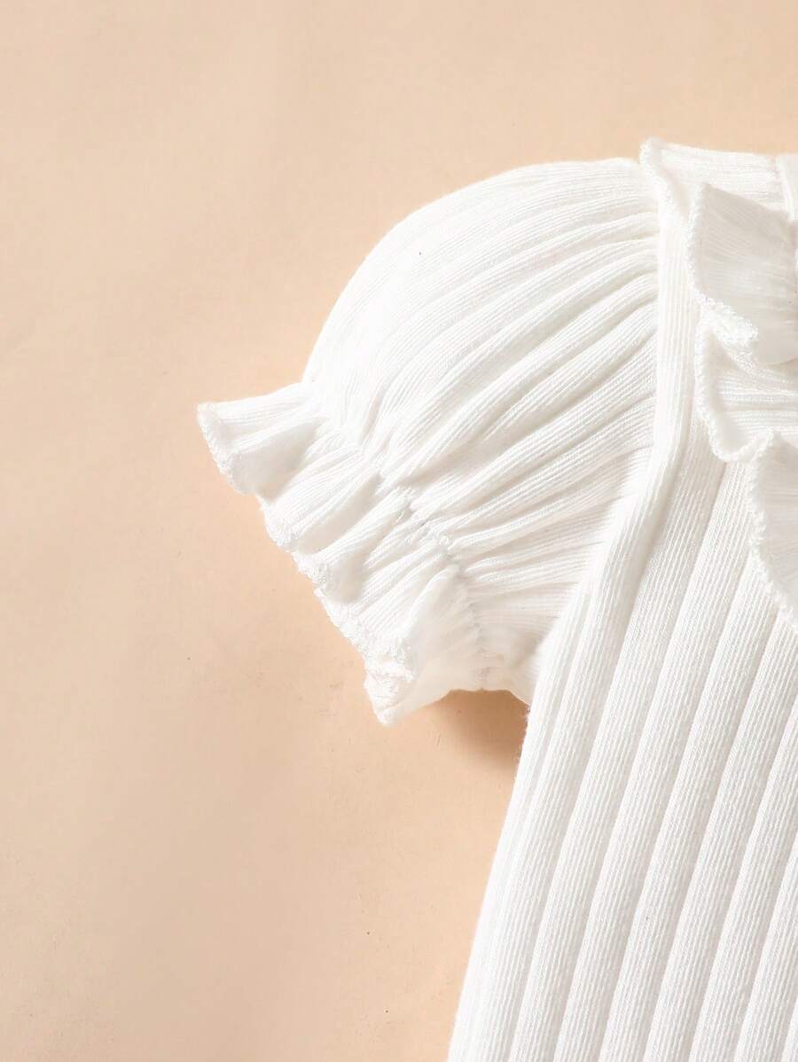 Baby Embroidered Bubble Sleeve Jumpsuit Shorts for Cute Summer Daily Wear