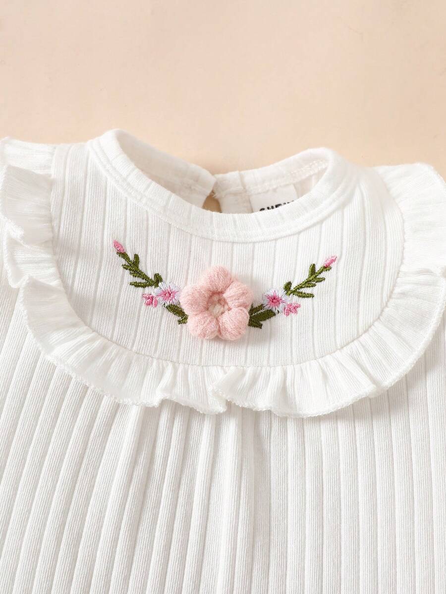 Baby Embroidered Bubble Sleeve Jumpsuit Shorts for Cute Summer Daily Wear