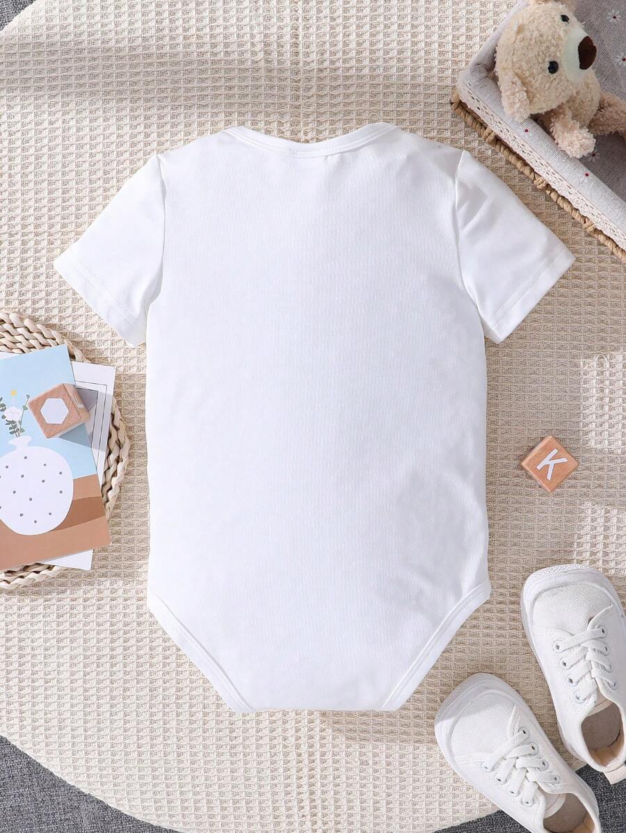 Colorful Letter Print Bodysuit For Baby Boys Casual Summer Outfit