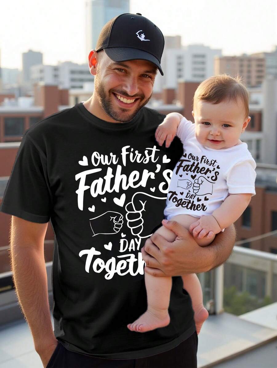 Colorful Letter Print Bodysuit For Baby Boys Casual Summer Outfit