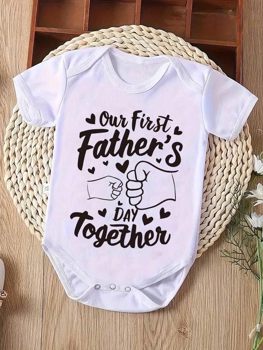 Colorful Letter Print Bodysuit For Baby Boys Casual Summer Outfit