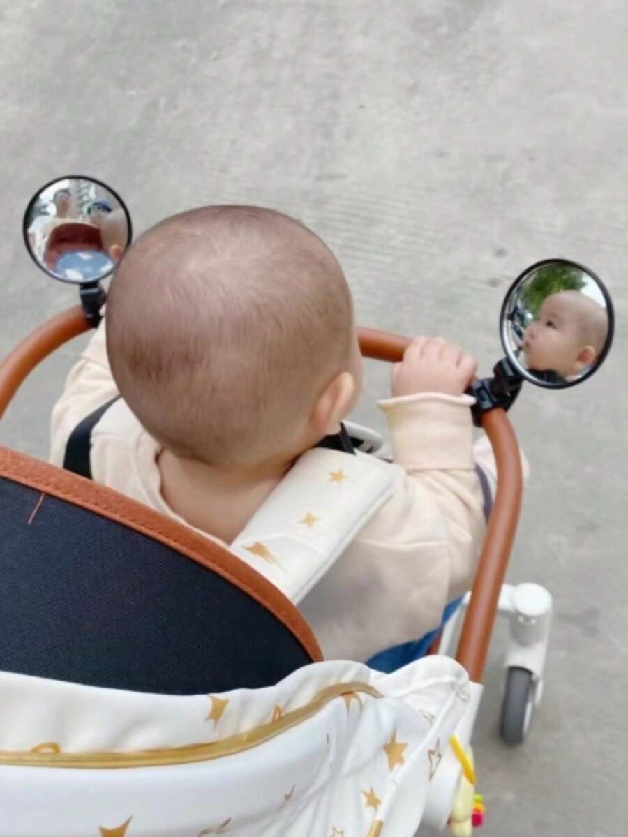 2pcs Portable Stroller Rearview Mirror Universal Baby Safety Mirror for Stroller and Pram