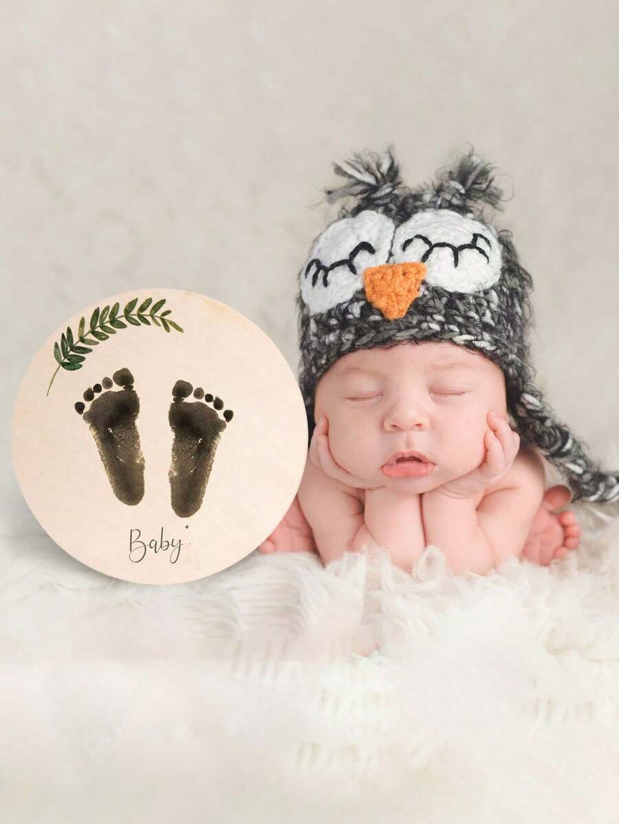 3pcs Baby Birth Announcement Wooden Name Sign Set Newborn Milestone Plaque Hospital Photo Prop Handprint Footprint Keepsake