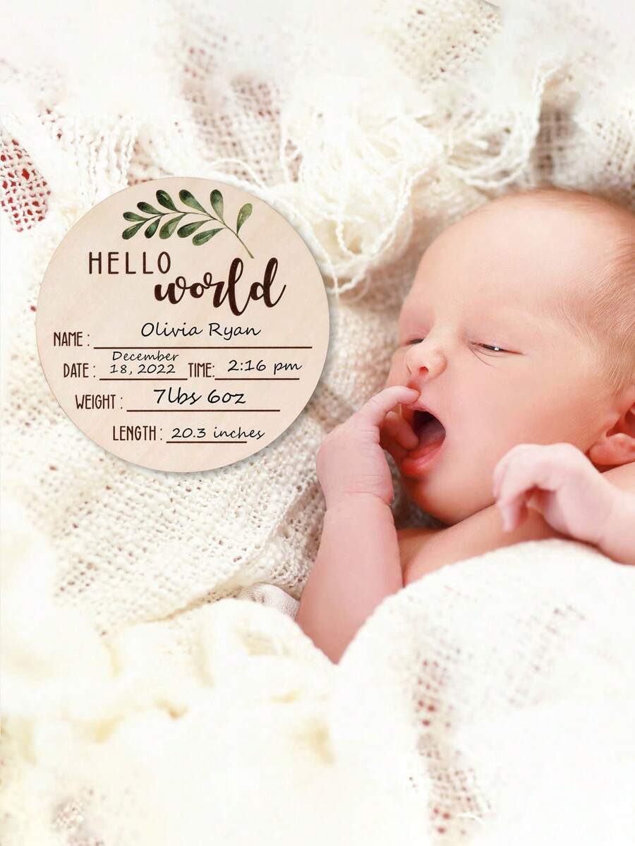 3pcs Baby Birth Announcement Wooden Name Sign Set Newborn Milestone Plaque Hospital Photo Prop Handprint Footprint Keepsake