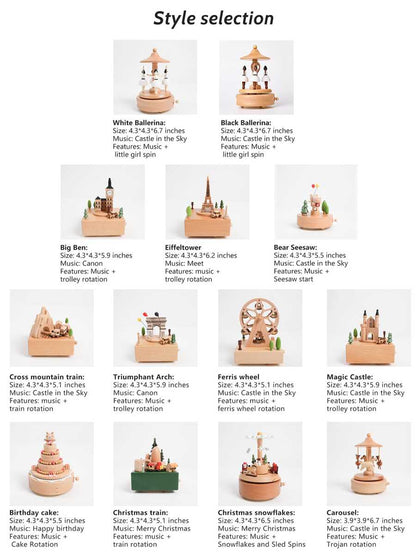 Personalized Wooden Carousel Music Box – Engraved Horse Gift