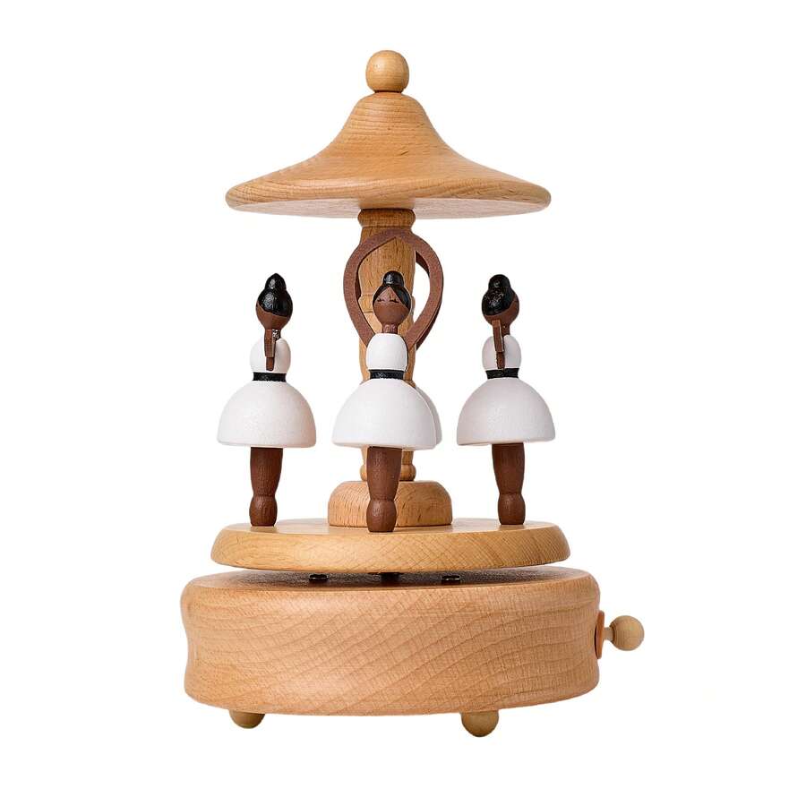 Personalized Wooden Carousel Music Box – Engraved Horse Gift
