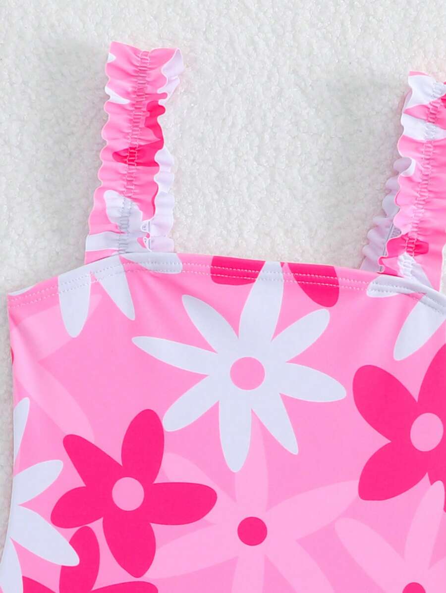 Baby Girls Floral Swimsuit And Coverup Skirt Set Tropical Beach Vacation Swimwear