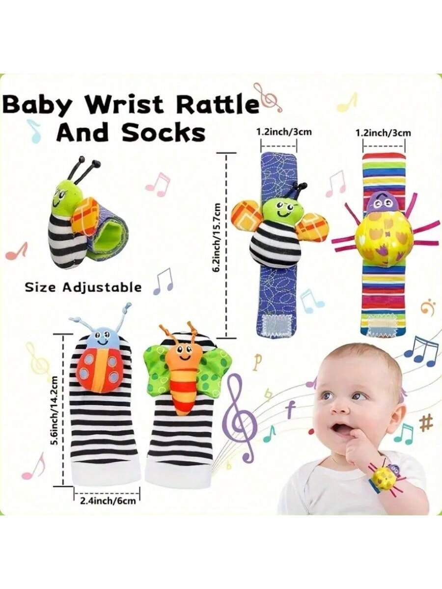 Baby Wrist Rattle Socks Set Sensory Foot Finder Toy for Newborns and Infants