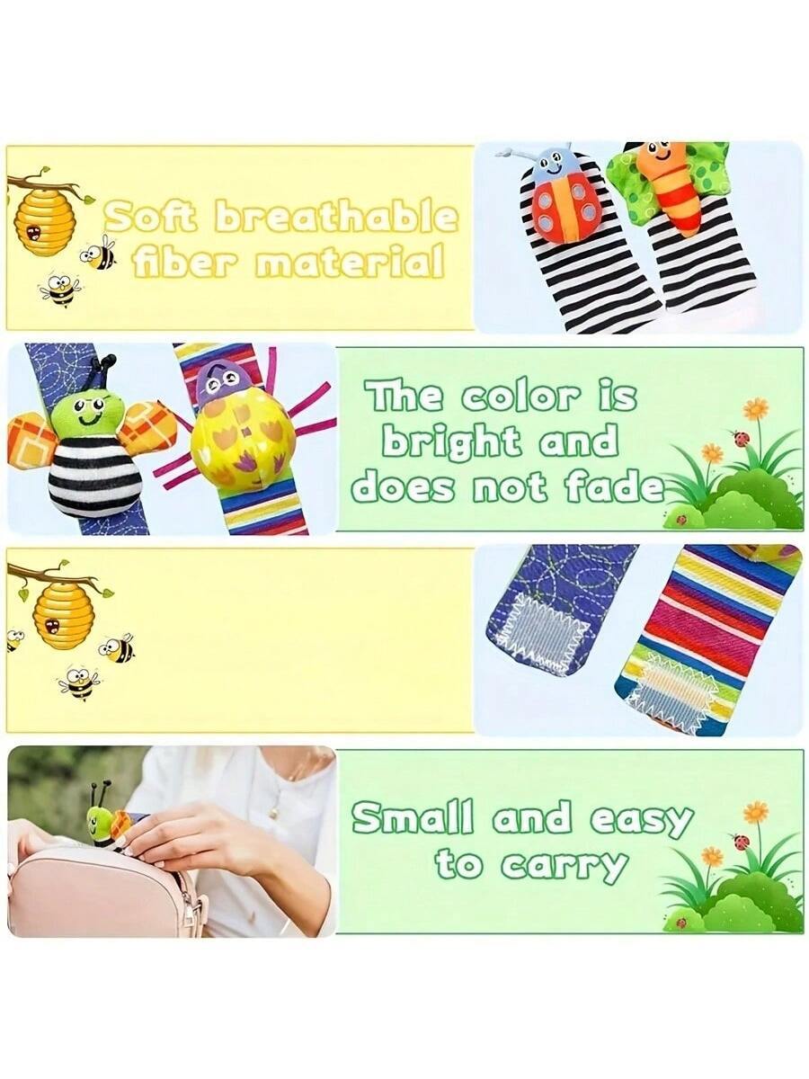 Baby Wrist Rattle Socks Set Sensory Foot Finder Toy for Newborns and Infants