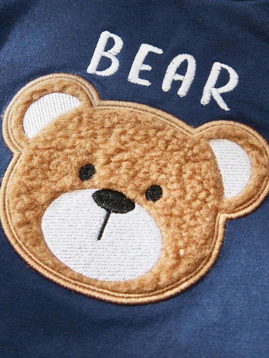 Newborn Boy & Girl Summer Knit Outfit -Cute Cartoon Bear Striped Shirt & Shorts Set