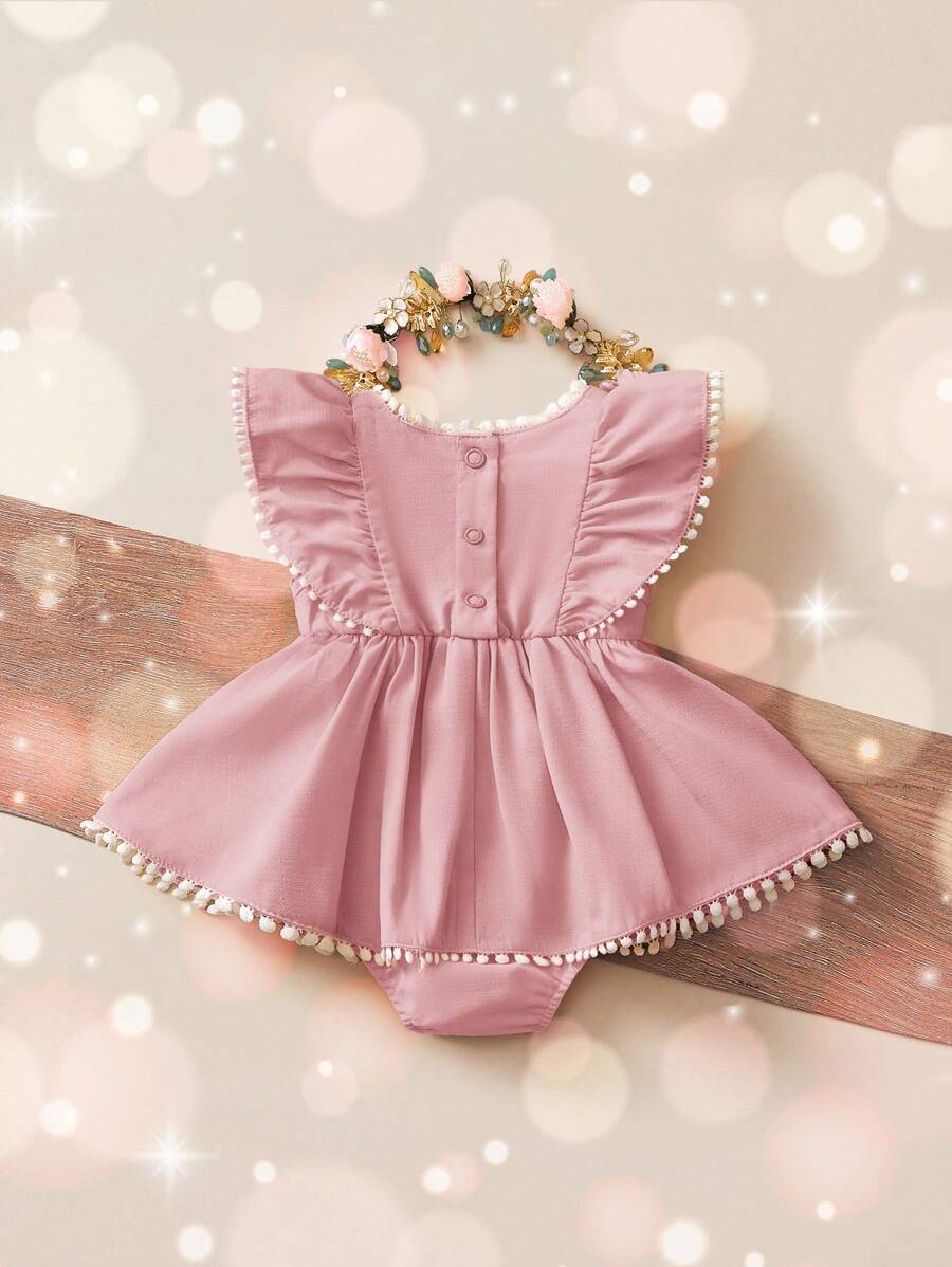 Baby Floral Print Ruffle Sleeveless Romper Dress for Spring Daily Wear