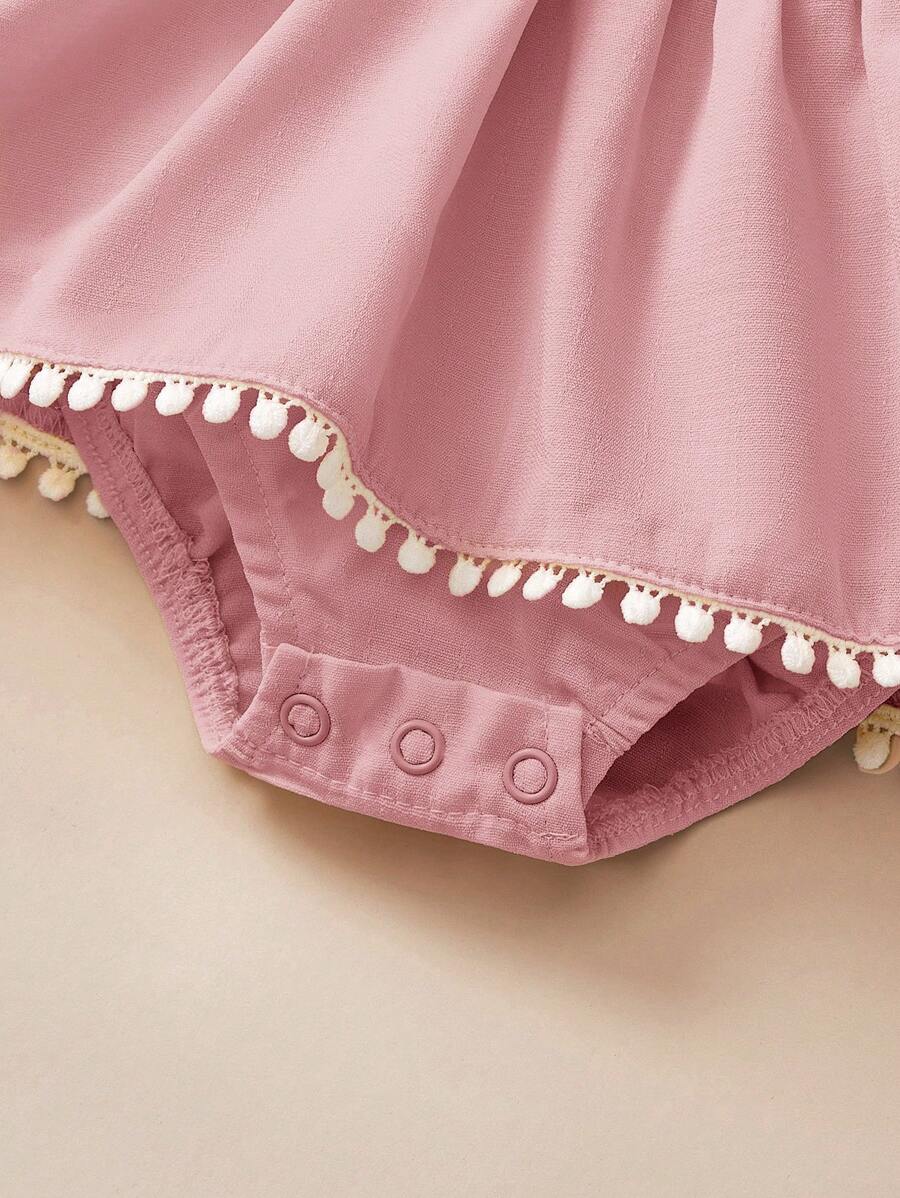 Embroidered Bow Decor Baby Girl Ruffle Sleeve Bodysuit for Everyday Wear