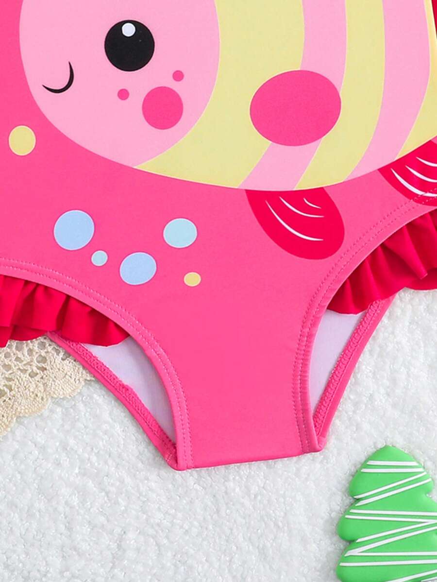 Baby Girls Bow Decor One Piece Swimsuit Cute Beach Vacation Swimwear