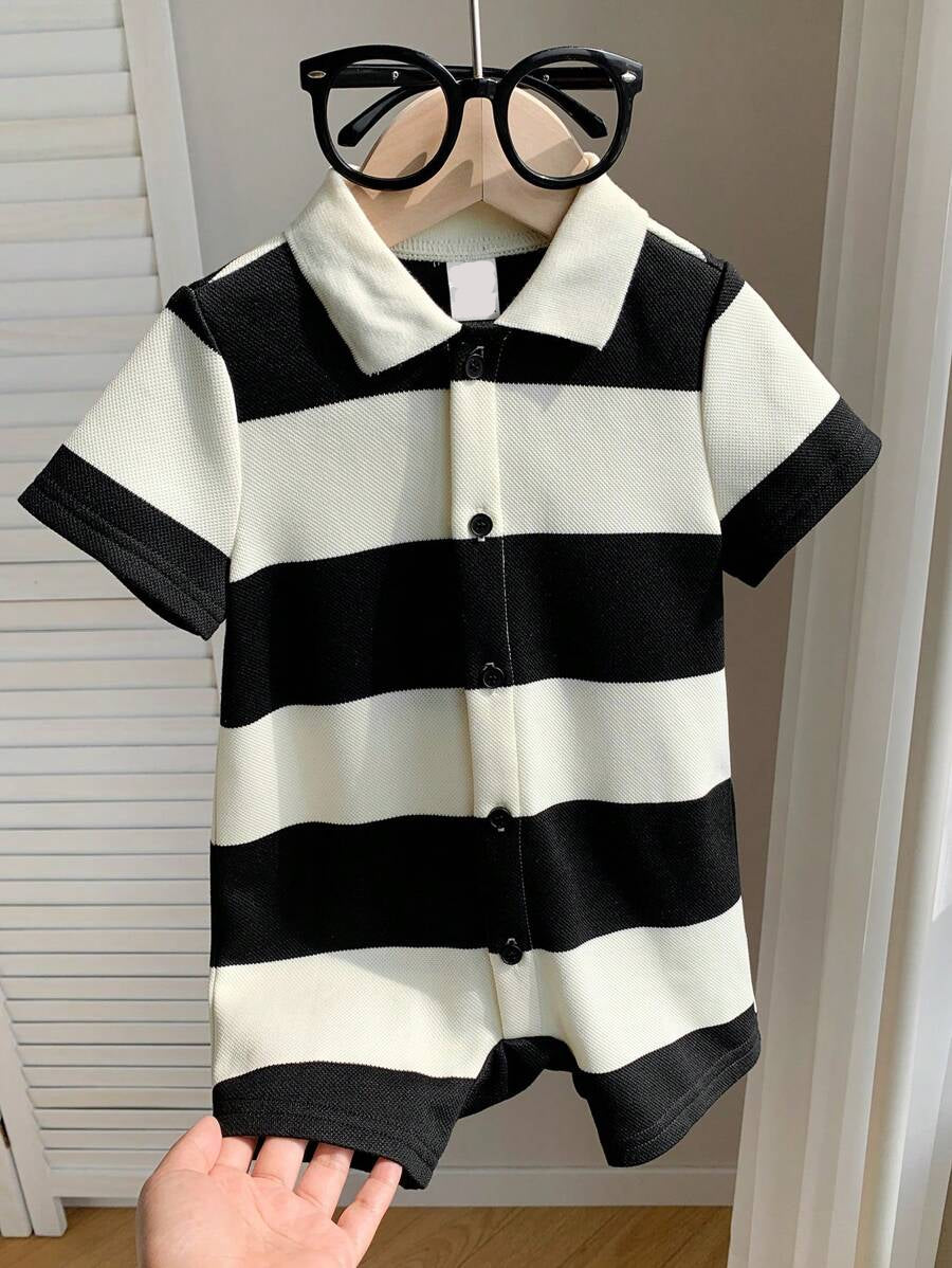 Baby Boy Plaid Short Sleeve Romper Formal Summer Outfit for Birthday Party Christening and Special Occasions