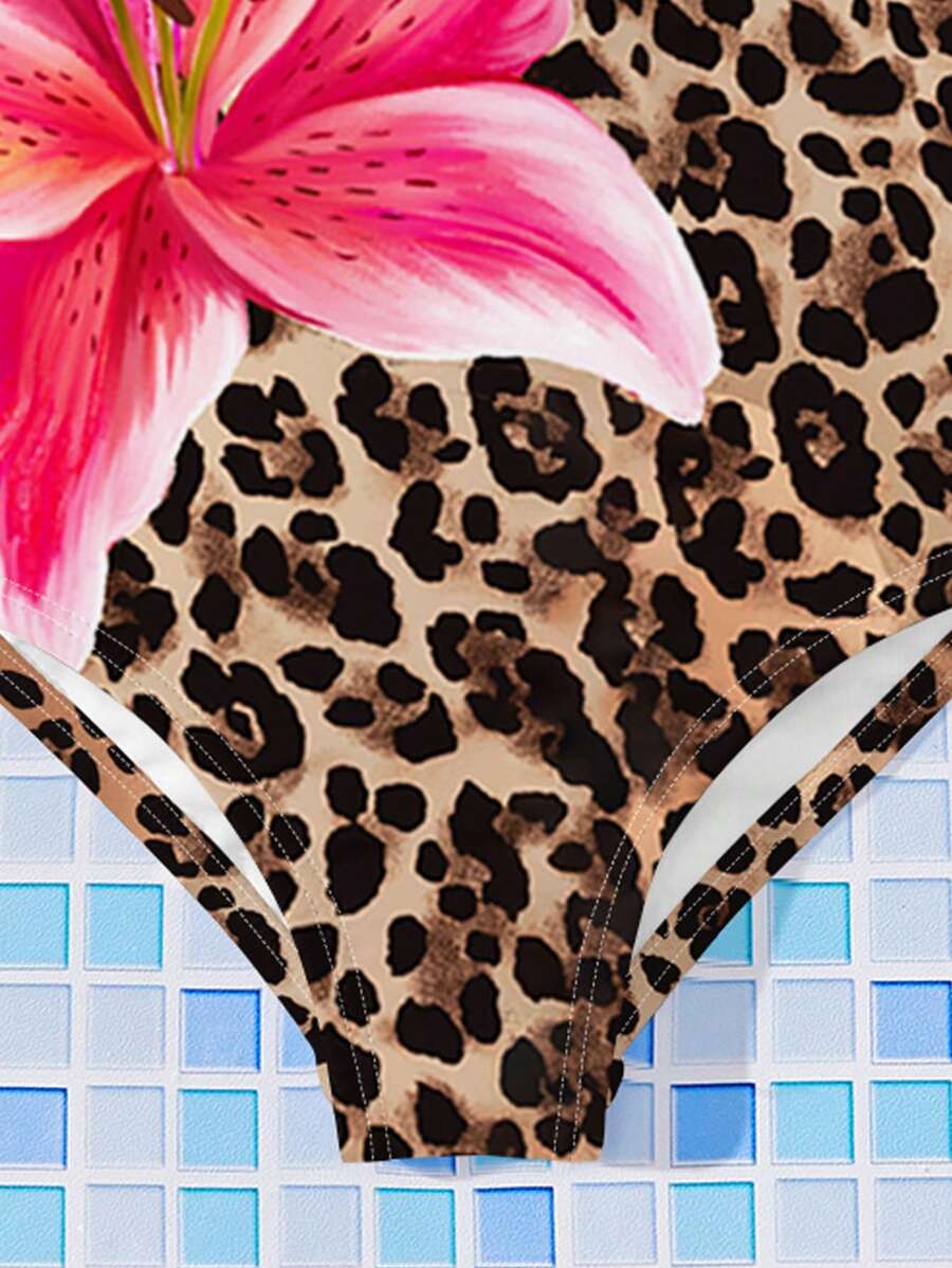 Baby Girls Tropical Floral Leopard Print Swimwear Slim Fit Summer Beach Outfit