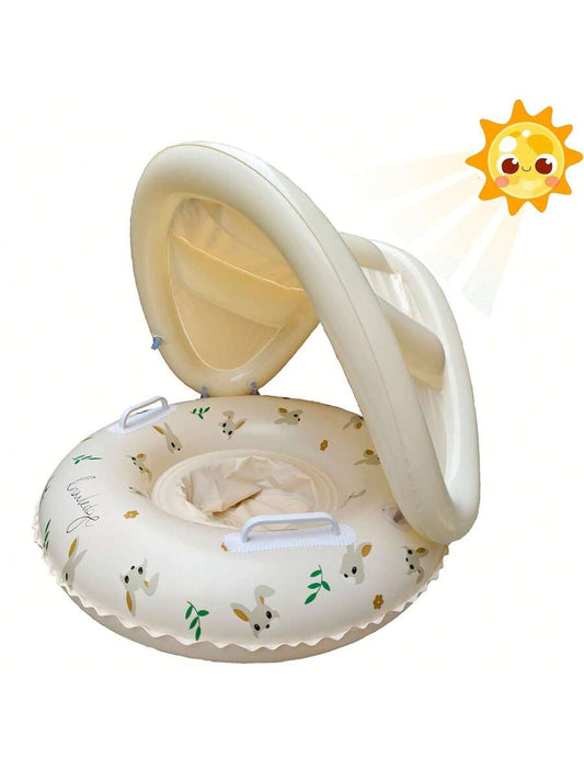Baby Pool Float with Removable Sun Canopy Toddler Swim Float Seat with Handles for Summer Water Play