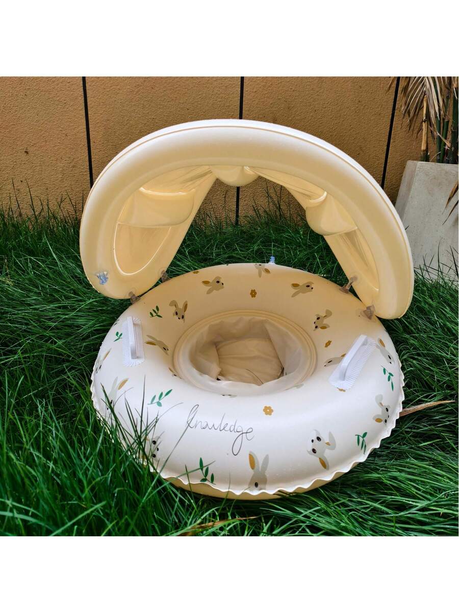 Baby Pool Float with Removable Sun Canopy Toddler Swim Float Seat with Handles for Summer Water Play