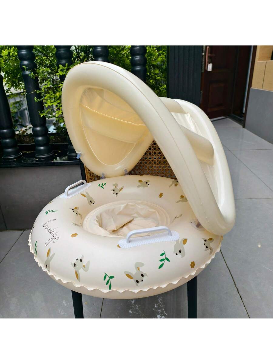 Baby Pool Float with Removable Sun Canopy Toddler Swim Float Seat with Handles for Summer Water Play