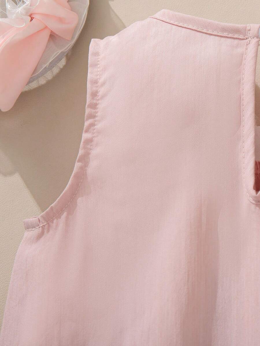 Sleeveless Long Dress with Embroidered Cartoon Duck for Toddler Girls