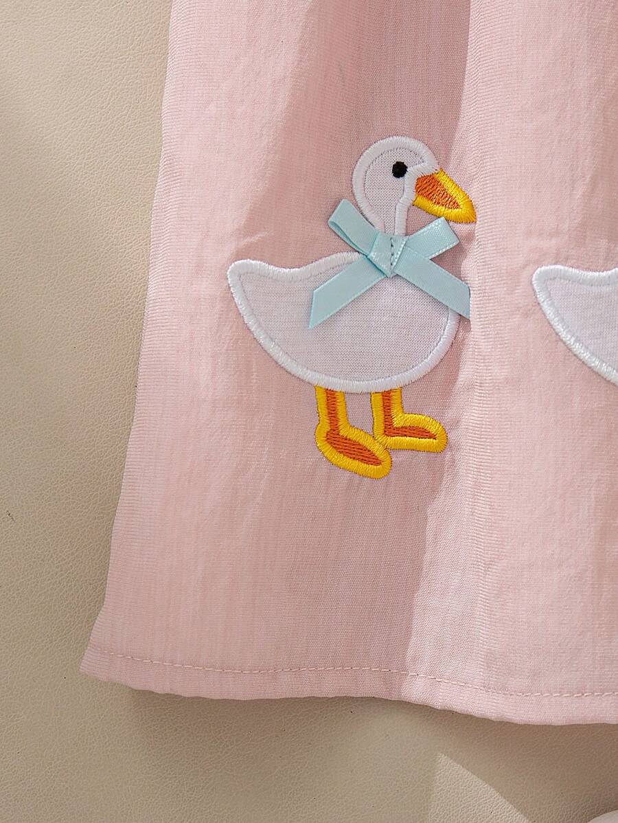 Sleeveless Long Dress with Embroidered Cartoon Duck for Toddler Girls