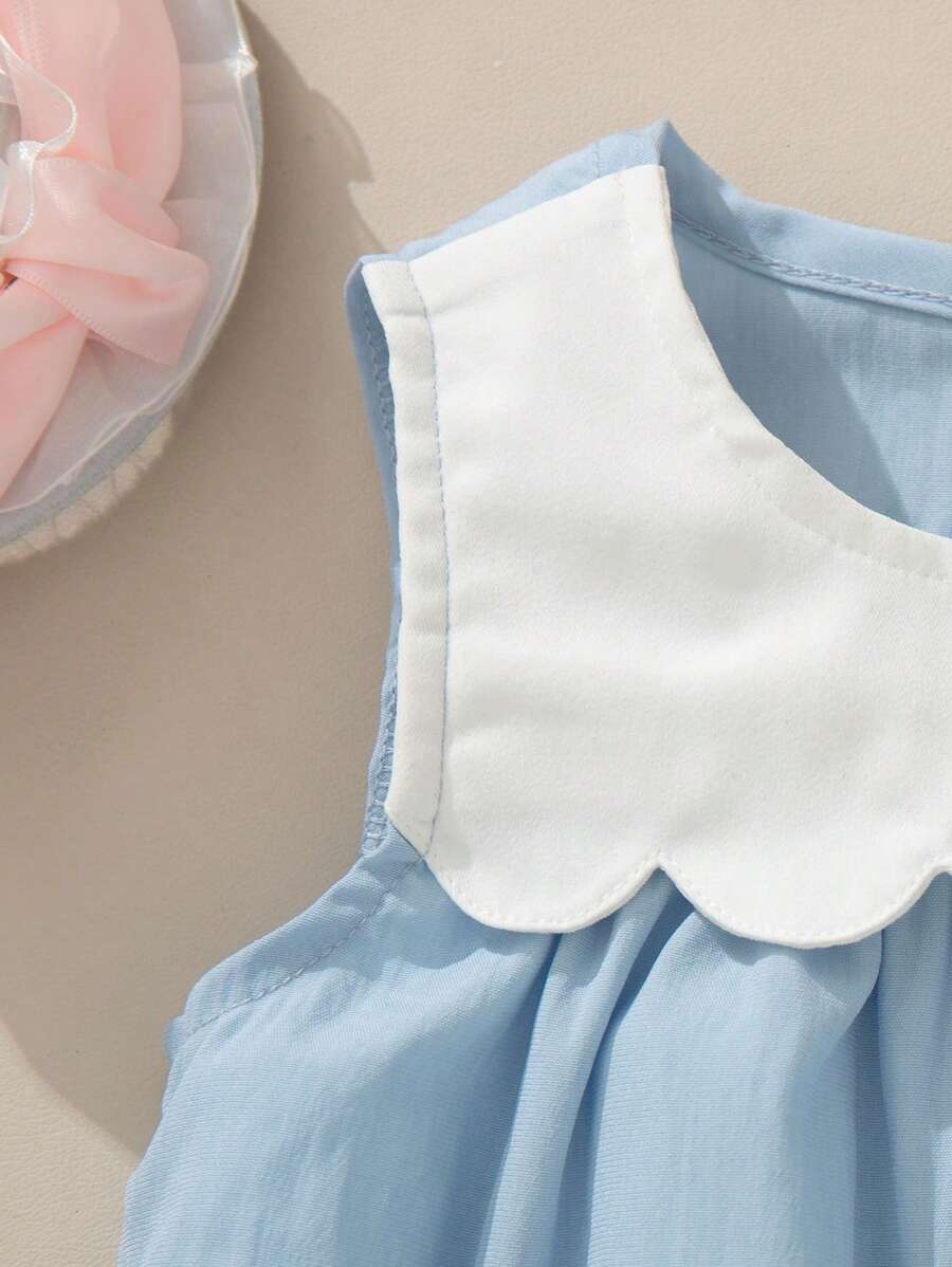 Sleeveless Long Dress with Embroidered Cartoon Duck for Toddler Girls