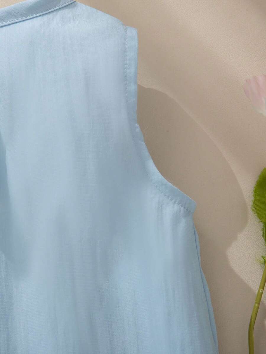 Sleeveless Long Dress with Embroidered Cartoon Duck for Toddler Girls