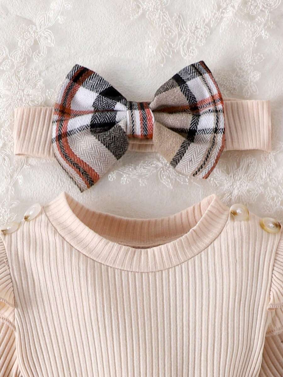 Baby Ribbed Patchwork Long Sleeve Romper for Spring and Autumn Daily Wear