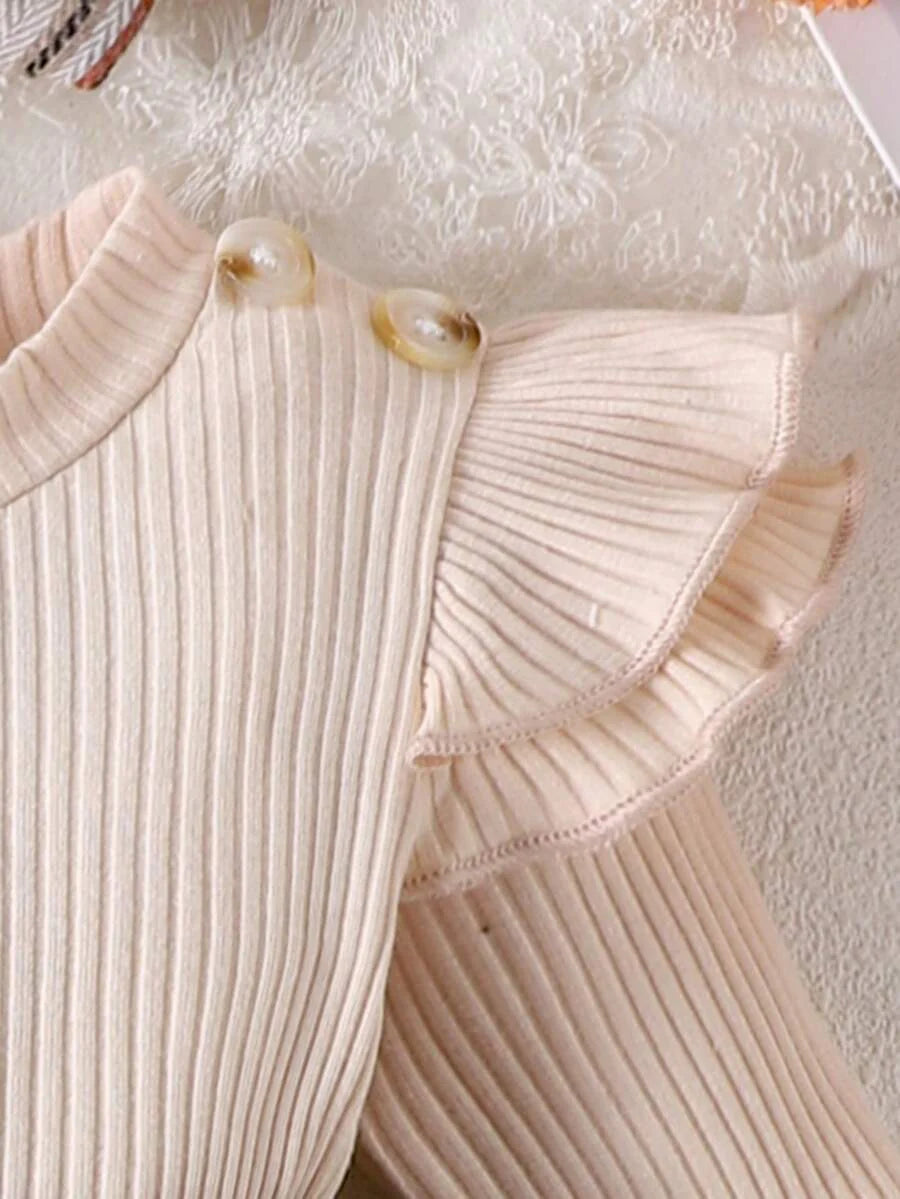 Baby Ribbed Patchwork Long Sleeve Romper for Spring and Autumn Daily Wear