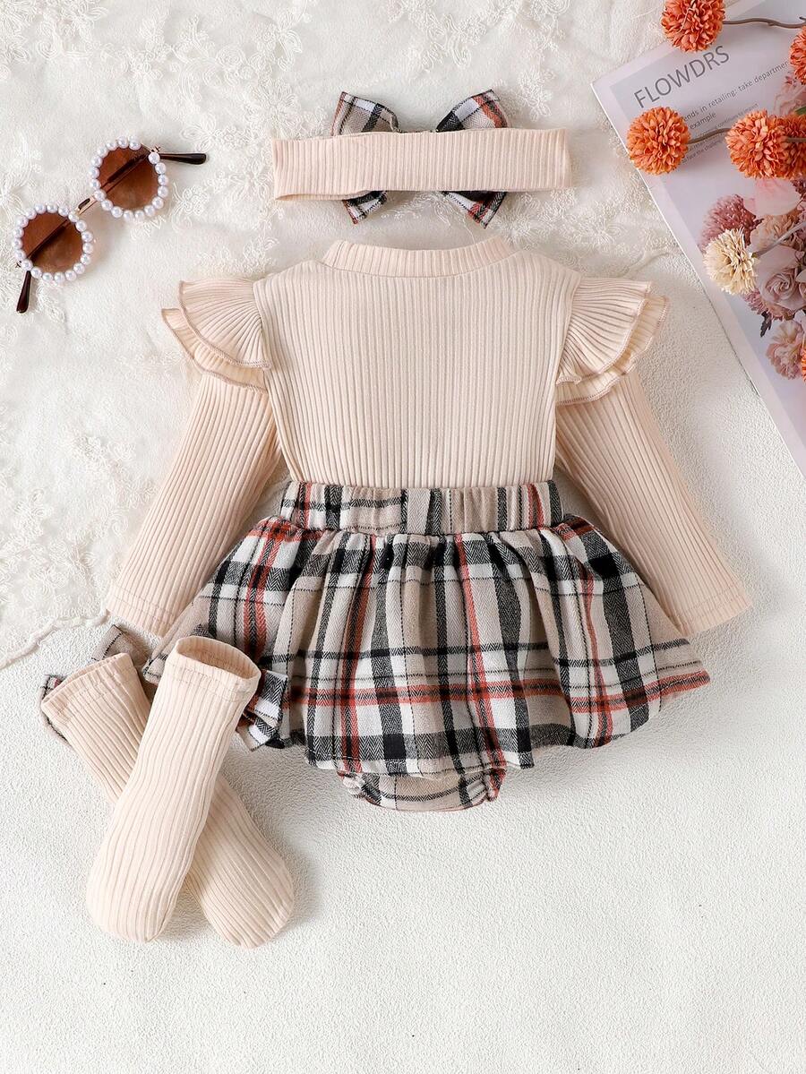 Baby Ribbed Patchwork Long Sleeve Romper for Spring and Autumn Daily Wear