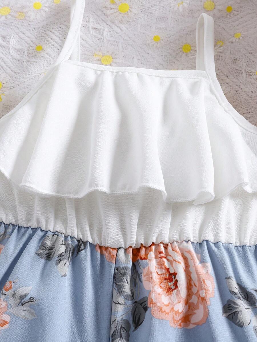 Baby Girl Floral Print Summer Jumpsuit Casual Sleeveless Outfit
