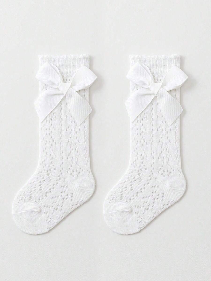Bow Mesh Mid Calf Socks for Cute Princess Daily Wear