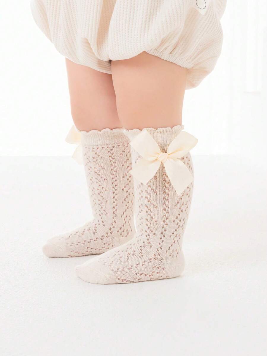 Bow Mesh Mid Calf Socks for Cute Princess Daily Wear