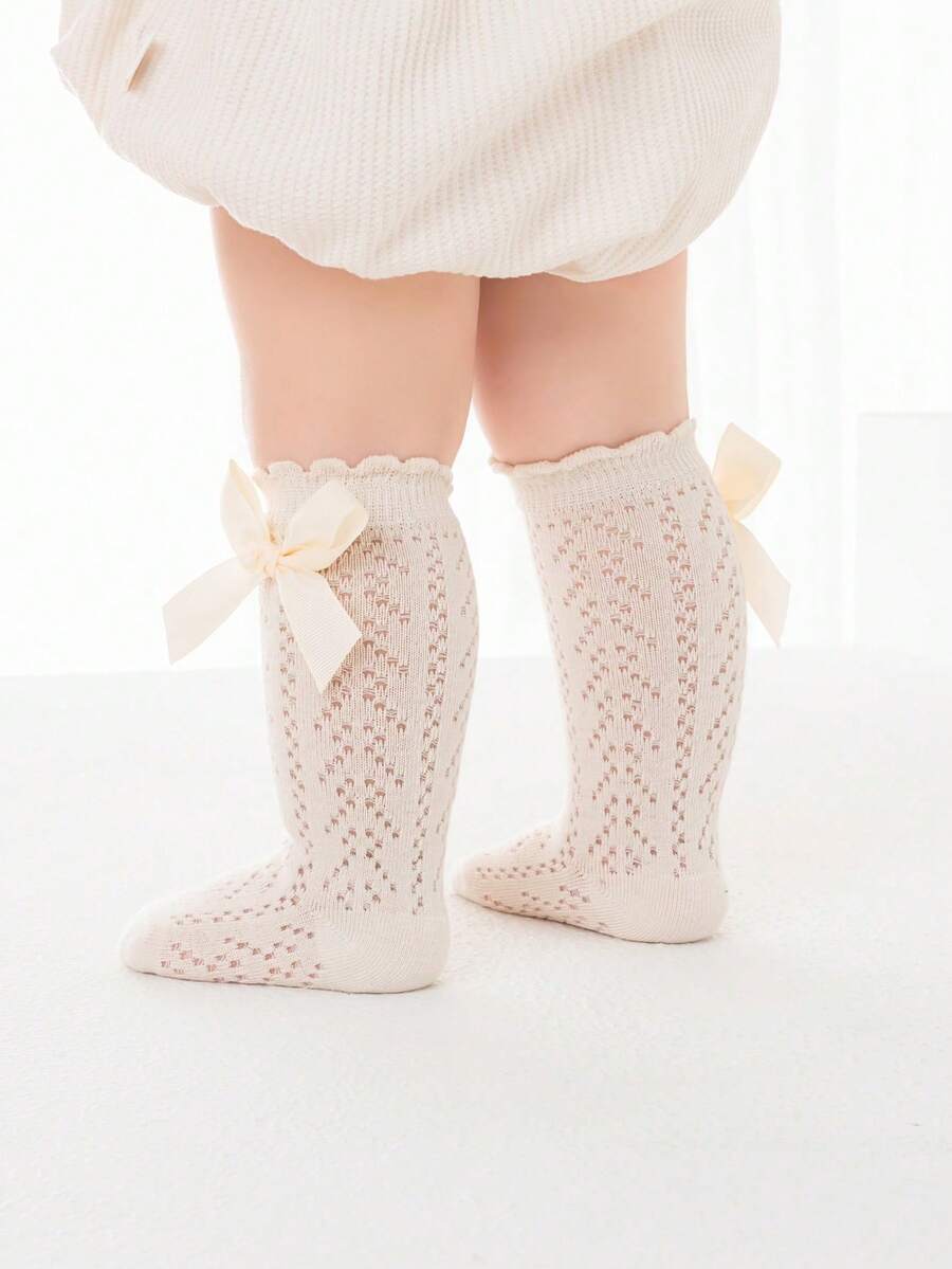 Bow Mesh Mid Calf Socks for Cute Princess Daily Wear