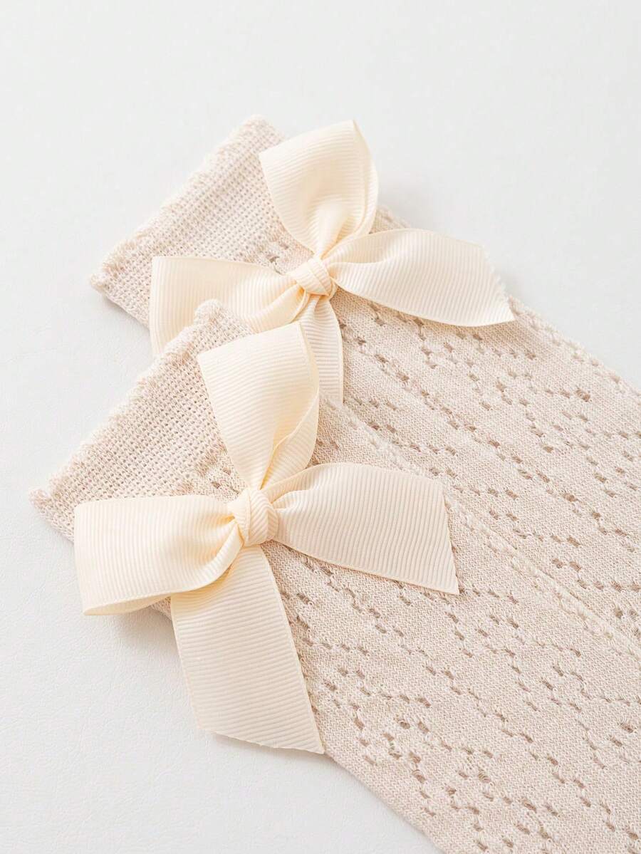 Bow Mesh Mid Calf Socks for Cute Princess Daily Wear
